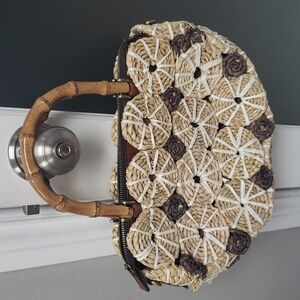 Patricia Nash elegant Woven Shoulder Bag with Bamboo Handle